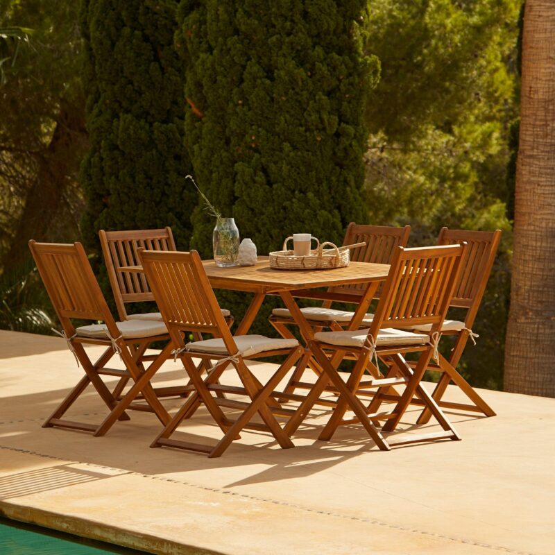 Ashby 6 Seater Wooden Rectangular Garden Dining Set 150cm — best value wooden garden dining set UK