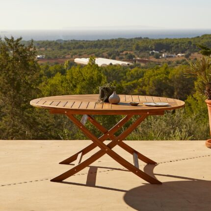 Ashby 6 Seater Wooden Round Folding Garden Dining Table - 130cm