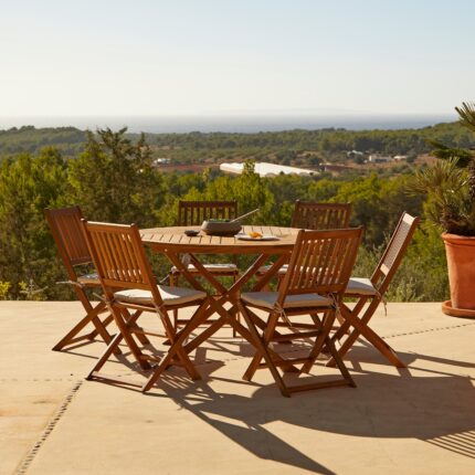 Ashby 6 Seater Wooden Round Garden Dining Set - 130cm