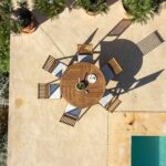 Ashby 6 Seater Round Wooden Garden Dining Set with Arms & Cream Parasol - 130cm - Image 9