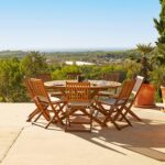 Ashby 8 Seater Wooden Round Folding Garden Dining Table - 160cm - Image 2