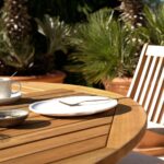 Ashby 8 Seater Wooden Round Garden Armchair Dining Set with Cream Parasol - 160cm - Image 9