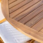 Ashby 8 Seater Wooden Round Garden Armchair Dining Set with Cream Parasol - 160cm - Image 7