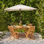 Ashby 4 Seater Wooden Rectangular Garden Dining Set with Cream Parasol - 120cm