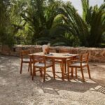 Aspen 4 Seater Wooden Extendable Garden Dining Set with Cushions - Grey LED Premium Parasol - Image 2
