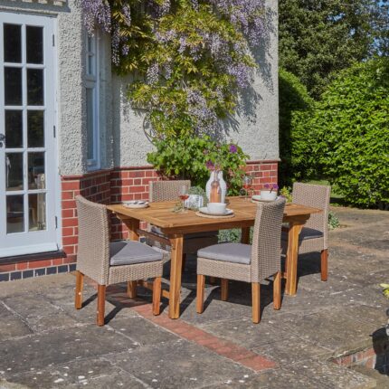 Aspen 4 Seater Wooden Garden Dining Set with 4 Oliver Dining Chairs - 140cm to 200cm