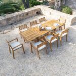 Aspen 8 Seater Wooden Garden Dining Set with Cream Parasol - 160cm to 240cm - Image 3