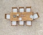 Aspen 8 Seater Wooden Garden Dining Set with Cushions & Cream LED Premium Parasol  - 160cm to 240cm - Image 10