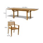 Aspen 8 Seater Wooden Garden Dining Set with Cream Parasol - 160cm to 240cm - Image 14