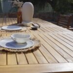 Aspen 8 Seater Wooden Garden Dining Set with Cushions & Cream LED Premium Parasol  - 160cm to 240cm - Image 7