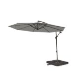 Aston 9 Seater Rattan Garden Corner Sofa Set with with Grey Lean Over Parasol - Polywood Top - Black - Image 15