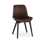 Bella Saddle Brown Dining Chairs - Set of 2 - Black Oak Legs - Image 4