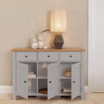 Outlet - Bampton 3 Door Sideboard - Stone Grey - Image 2