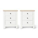 Bampton 3 Drawer Bedside Table - Set of 2 - Alabaster White