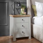 Bampton 3 Drawer Bedside Table - Set of 2 - Stone Grey - Image 2