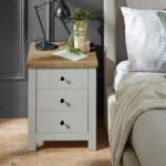 Bampton 3 Drawer Bedside Table - Set of 2 - Stone Grey - Image 3
