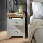 Bampton 3 Drawer Bedside Table - Set of 2 - Stone Grey - Image 4