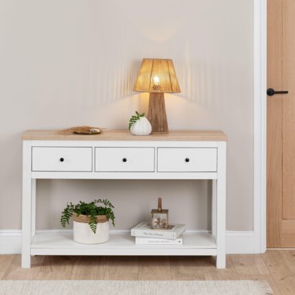 Bampton Alabaster White 3 Drawer Console Table
