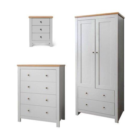 Bampton 3 Piece Bedroom Set - Chest of 4 Drawers - Stone Grey