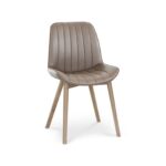 Bella Almond Brown Dining Chairs - Set of 2 - Whitewash Oak Legs - Image 6