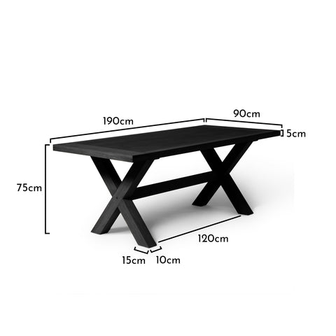 Charlotte Black Dining Table - Cross Leg 1 Charlotte Black Farmhouse Style Dining Table - Laura James