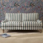 Brea 2 Seater Sofa - Blue Stripe with Whitewash Legs - Image 2