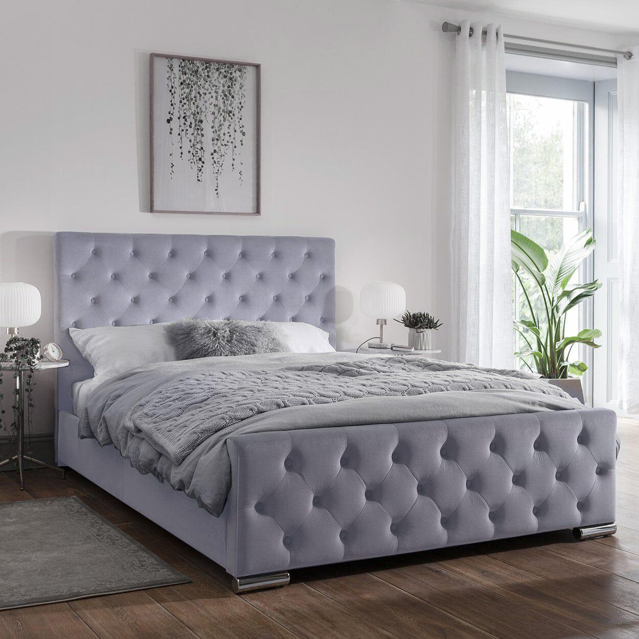 cavill-blue-fabric-king-bed-frame-laura-james-1 Outlet - Cavill Blue Fabric King Bed Frame - Image 1