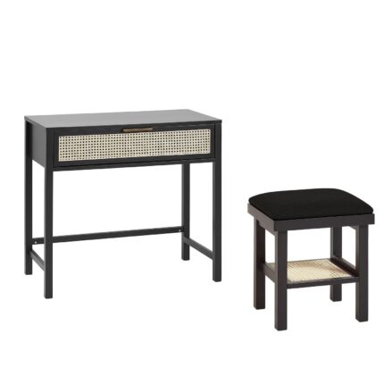Charlie Black Dressing Table with Stool