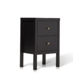 Charlie Two Drawer Bedside Table in Noir Black - Image 4