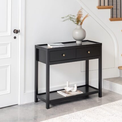 Charlie Black 2 Drawer Console Table