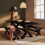 Charlotte Black Dining Table - Extendable - Cross Leg - Image 2