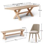 Charlotte Whitewash Extending Dining Table Set - 8 Seater - Freya Sand Dining Chairs & Charlotte Bench - Image 14