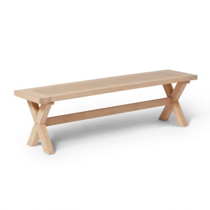 Outlet - Charlotte Whitewash Oak Cross Leg Bench