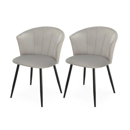 Outlet - Cleo Dining Chairs - Set Of 2  - Grey with Black Legs