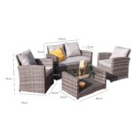 Cote 4 Seater Rattan Garden Sofa Set with Grey Lean Over Parasol - Grey Weave - Image 11