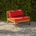 Dakota Wooden Garden Corner Sofa Set - Red Cushions - Image 3