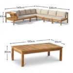 Dakota 7 Seater Wooden Corner Sofa Set - Natural Acacia - Image 6