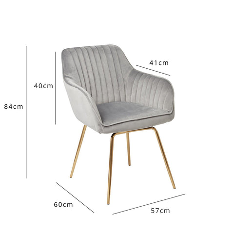 Outlet - Darcy swivel chair - velvet - grey and gold