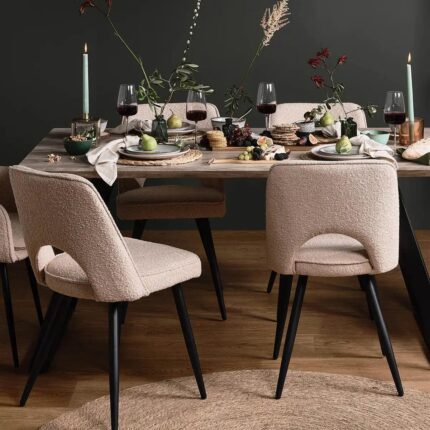 Dolly Boucle Dining Chairs - Set of 2 - Black Legs