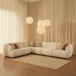 Nathalia Large Corner Sofa - Left Hand - Chalked White Boucle