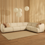 Nathalia Large Corner Sofa - Right Hand - Chalk White Boucle