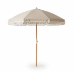 Oia Round Parasol 2m - Wooden Pole - Natural