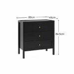 Charlie 3 Drawer Chest of Drawer - Noir Black - Image 10