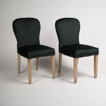 Outlet - Edward Dining Chairs - Set of 2 - Green & Light Wood