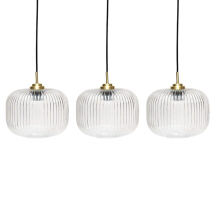 Elland 20cm Triple Glass Pendant Lights - Gold