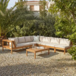 Dakota 7 Seater Wooden Corner Sofa Set - Natural Acacia