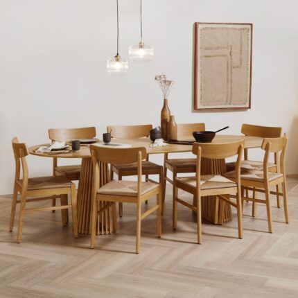 Faye Oak Wooden Woven Chairs - Set of 2