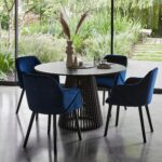 Outlet - Freya Armchairs - Set of 2 - Blue Velvet & Black - Image 3