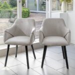 Outlet - Freya Armchairs - Set Of 2 - Fossil with Black Oak Legs