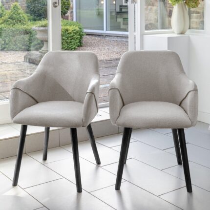 Freya Fossil Armchairs - Set of 2 - Black Oak Legs